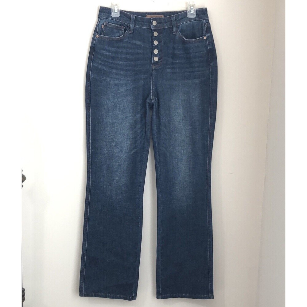 Judy Blue Button Fly Straight Jeans Women's Size 9/29 Dark Wash Stretch